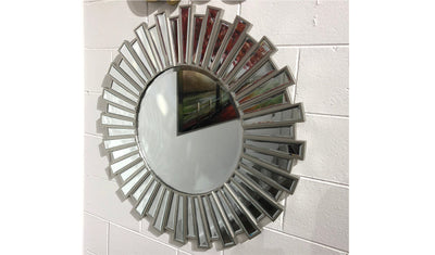Bella Designer Round Silver Wall Mirror 88cm