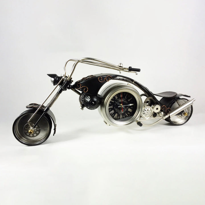 Vintage Metal Glass Black Motorbike Clock (65cm)