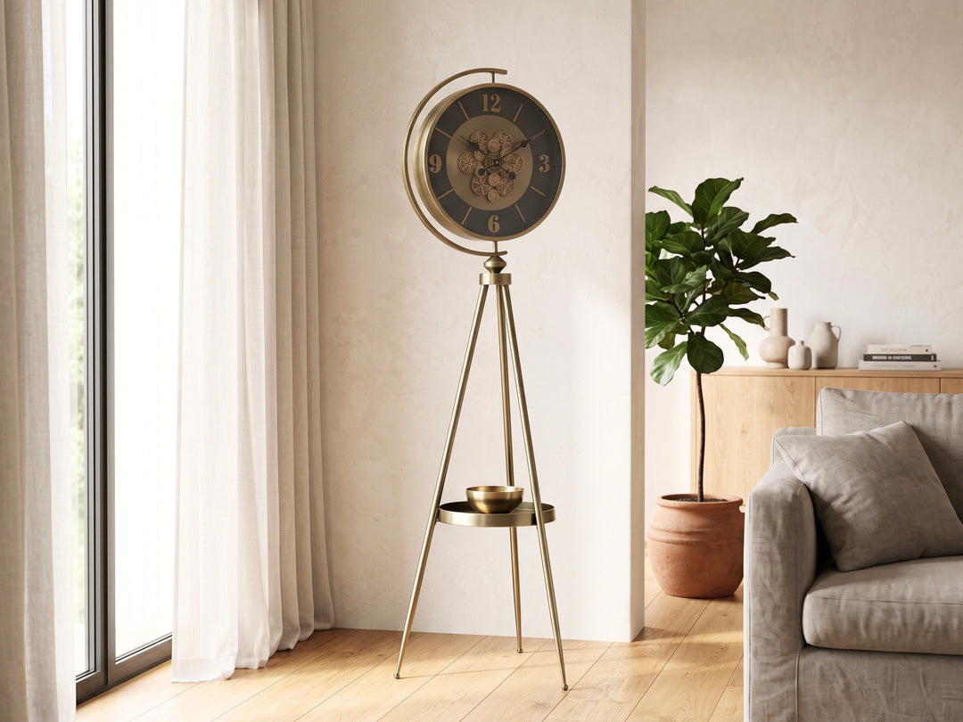 Bristol Tripod Floor Clock – Vintage Brass Standing Clock (164cm)