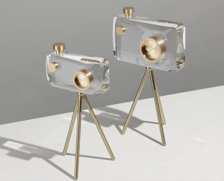 Crystal Gold Camera Decor Set – Modern Crystal Table Decor