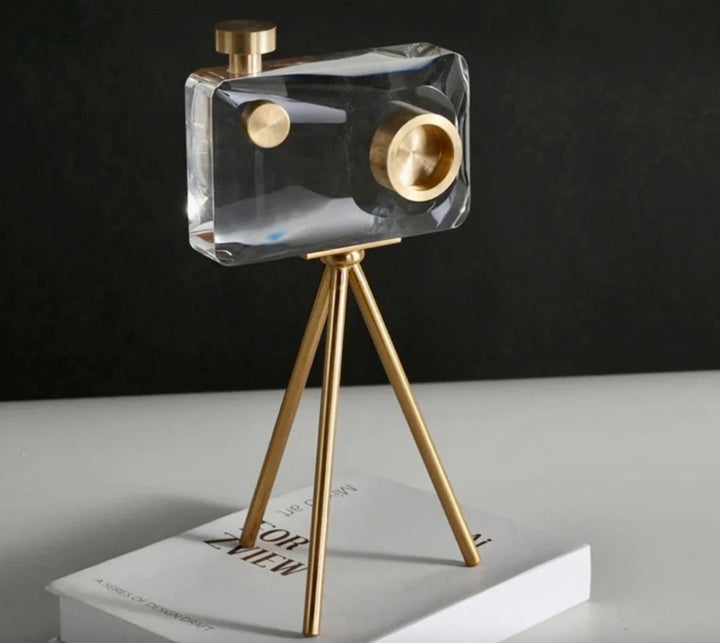 Crystal Gold Camera Decor Set – Modern Crystal Table Decor