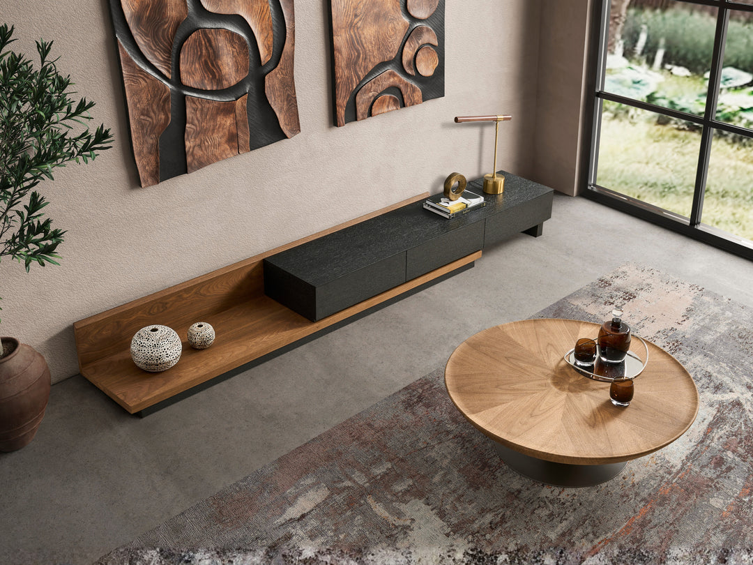 Casper Extendable Modern TV Unit (Walnut & Black)