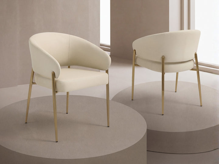 Chloe Curved Back Cream Leather Dining Chair