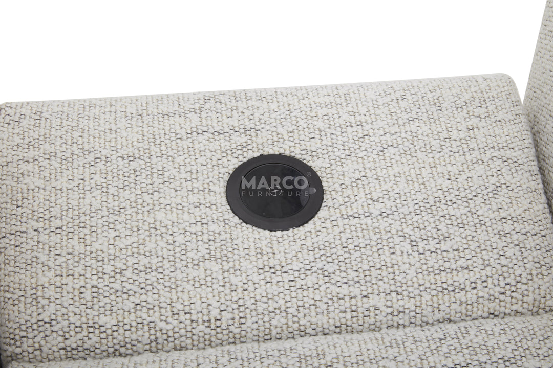 Gray textured fabric with a 'MARCO' logo in the center