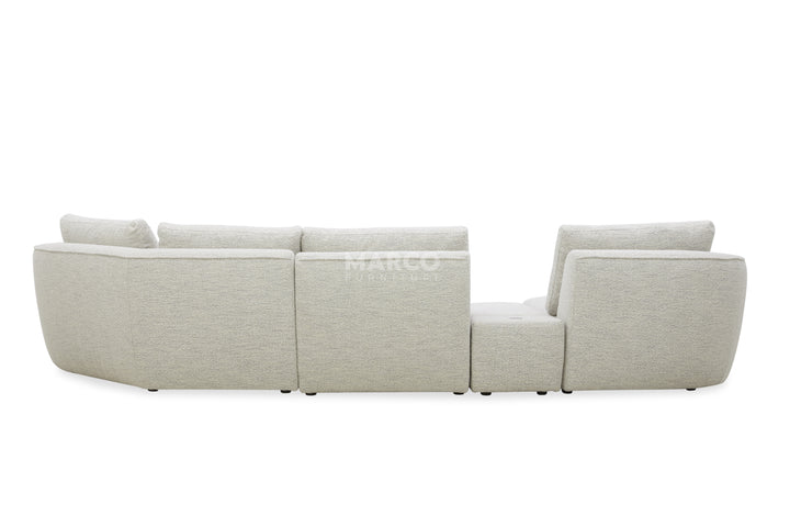 Modular sofa with 'Marco' branding on a white background