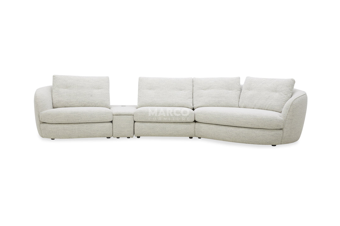 Beige sectional sofa on a white background