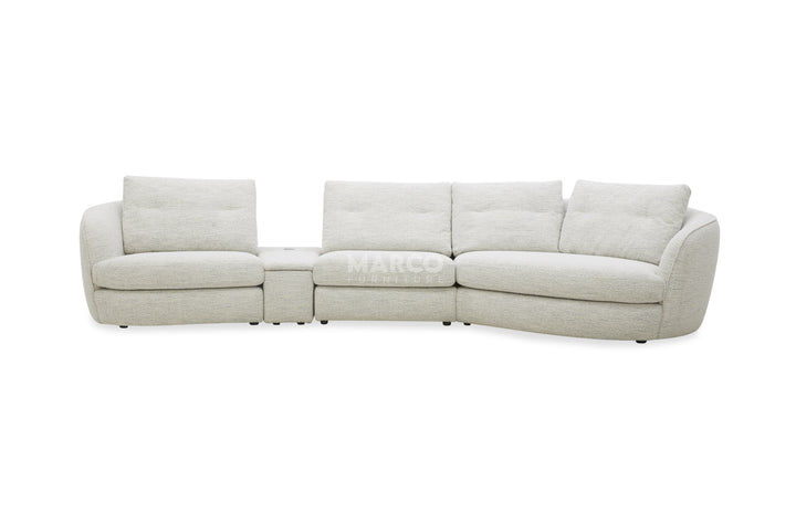 Beige sectional sofa on a white background