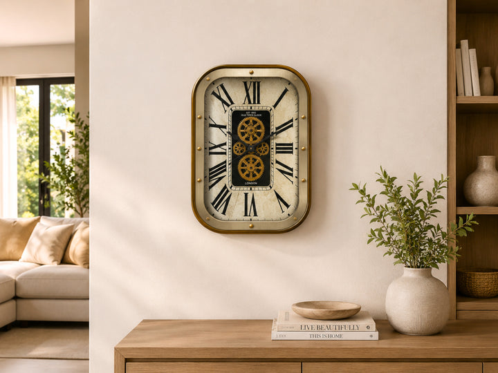 Carmen Rectangular Moving Gear Wall Clock (63cm)