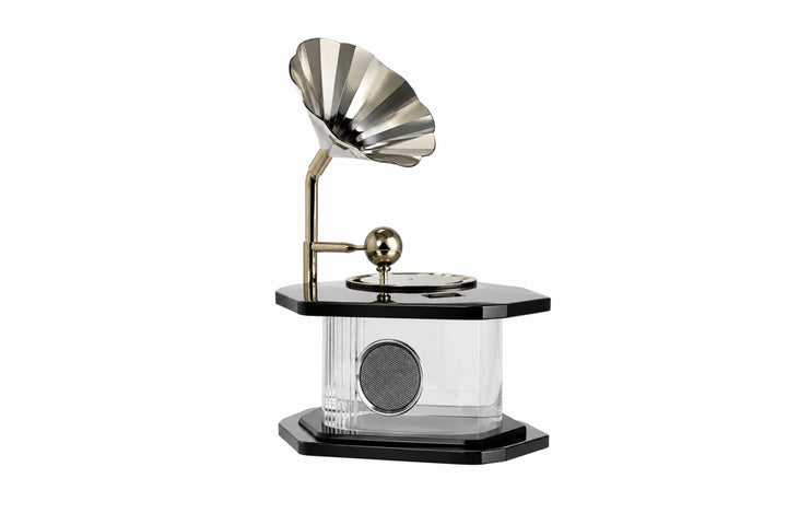 Caruso Gramophone Ornament - Vintage Crystal and Gold Decor Piece