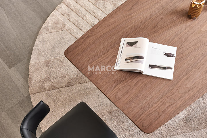 Casper Walnut Dining Table with Black Carbon Steel Base