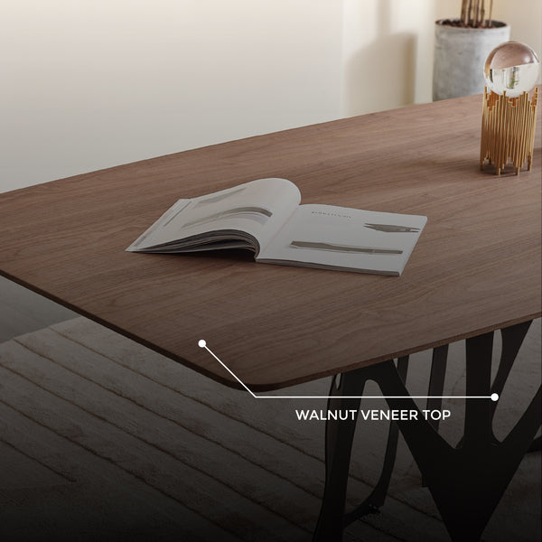 Casper Walnut Dining Table with Black Carbon Steel Base