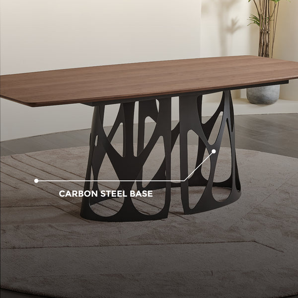 Casper Walnut Dining Table with Black Carbon Steel Base