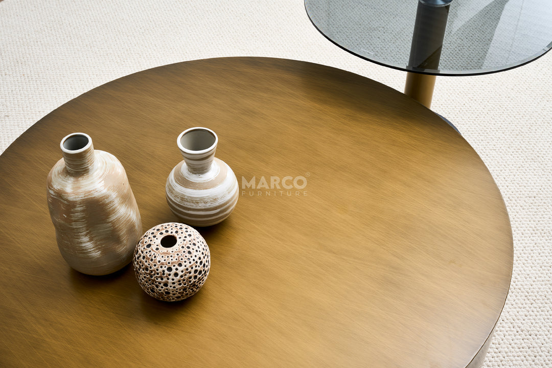 Cassidy Nesting Coffee Table Set with Tempered Glass Top Side Table