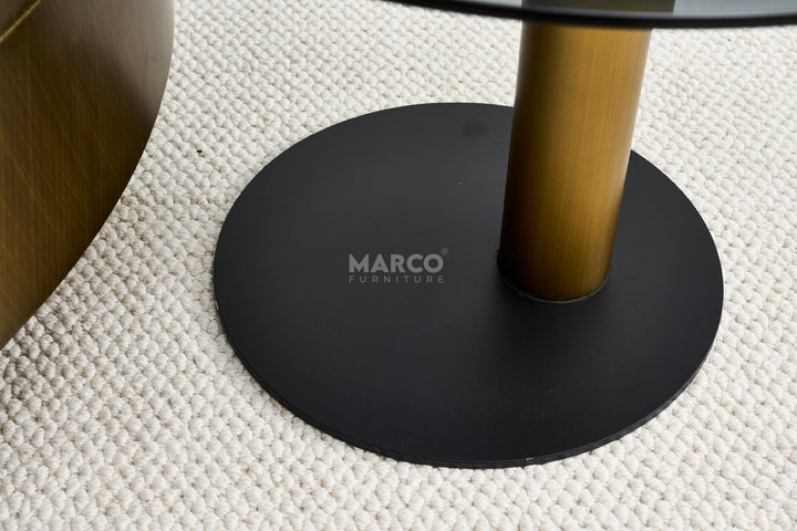 Cassidy Nesting Coffee Table Set with Tempered Glass Top Side Table