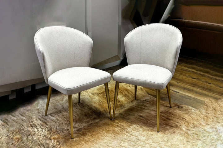 Chanel Fabric Dining Chair – Upholstered Kitchen Chair with Gold Legs