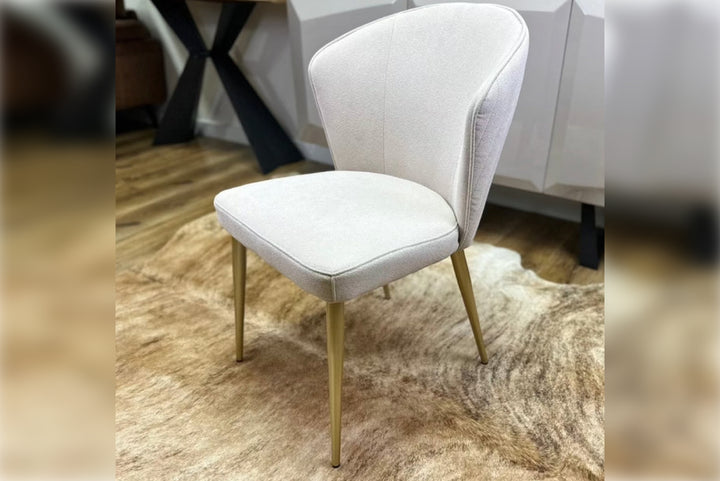 Chanel Fabric Dining Chair – Upholstered Kitchen Chair with Gold Legs