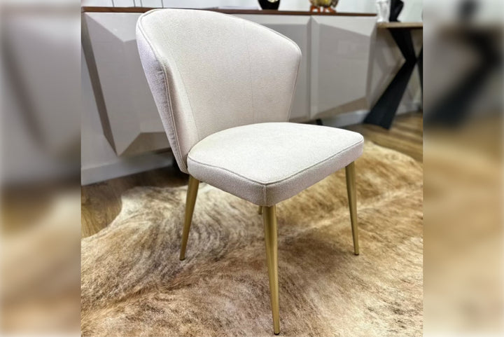 Chanel Fabric Dining Chair – Upholstered Kitchen Chair with Gold Legs
