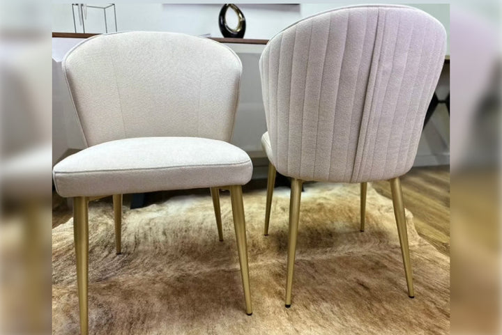 Chanel Fabric Dining Chair – Upholstered Kitchen Chair with Gold Legs