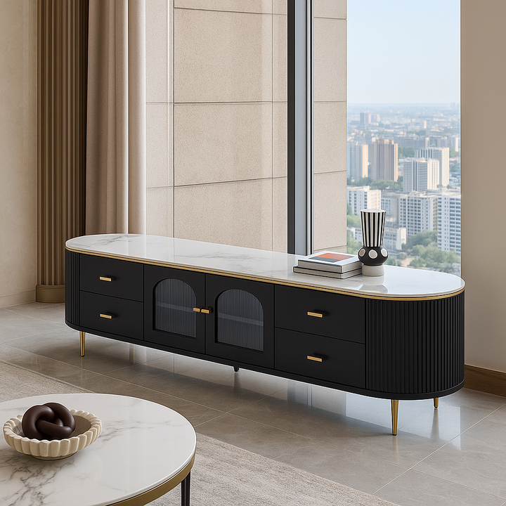 Doyle Sintered Stone Top Entertainment Unit with Storage