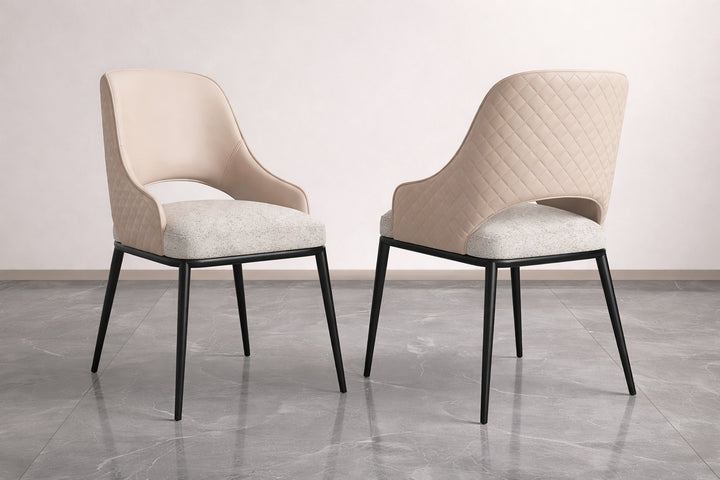 Prada Curved Back Dining Chair with Two-tone Leather Upholstery