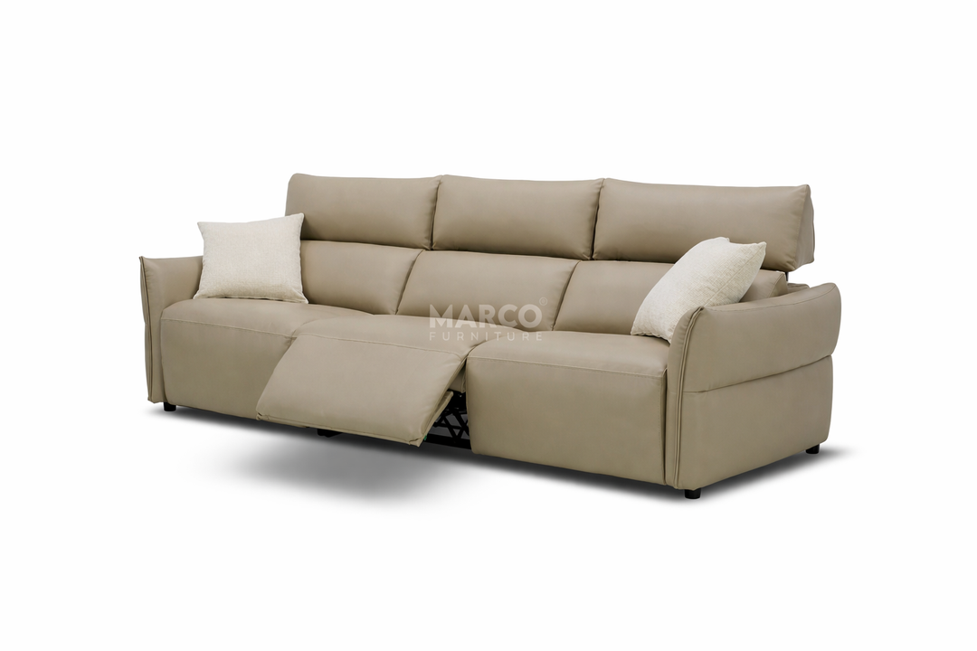 Cyprus Leather Recliner Sofa with Adjustable Headrests