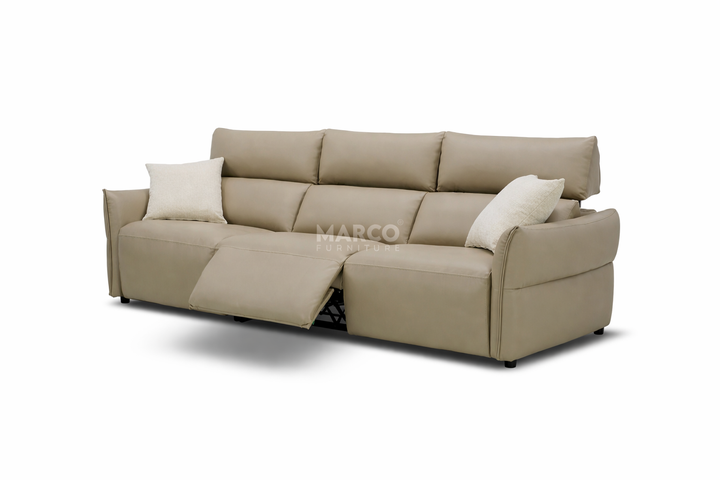 Cyprus Leather Recliner Sofa with Adjustable Headrests