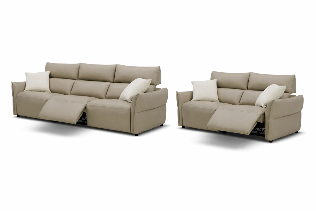 Cyprus Leather Recliner Sofa with Adjustable Headrests