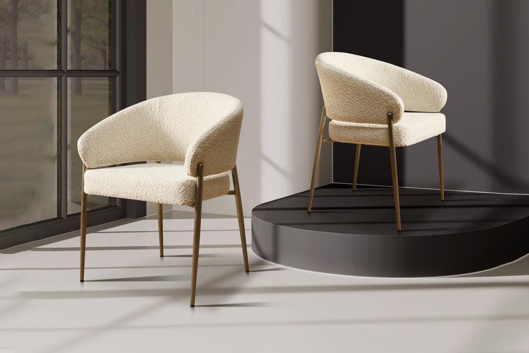 Chloe Boucle Dining Chair - Bronze Legs