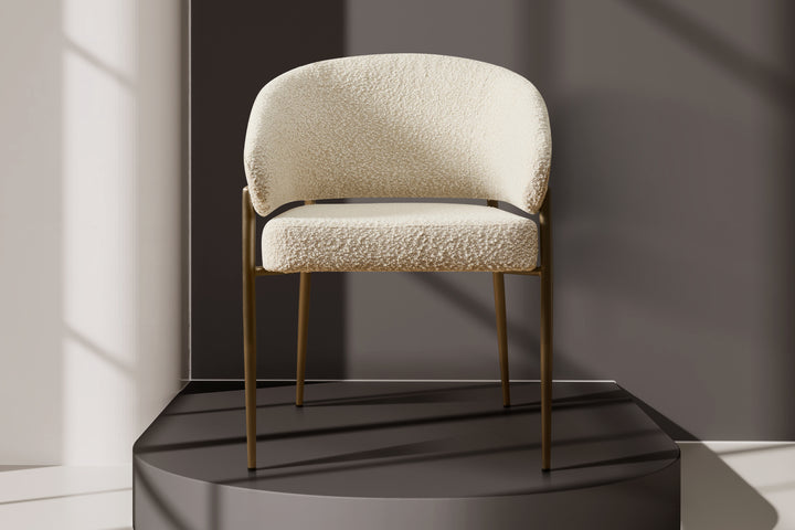 Chloe Boucle Dining Chair - Bronze Legs