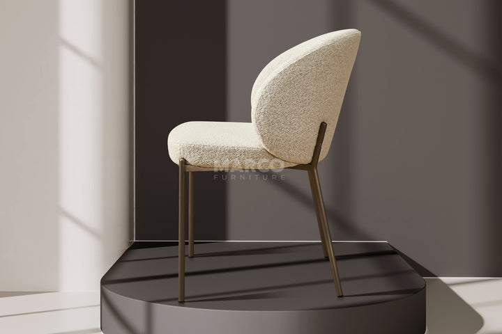 Chloe Boucle Dining Chair - Bronze Legs