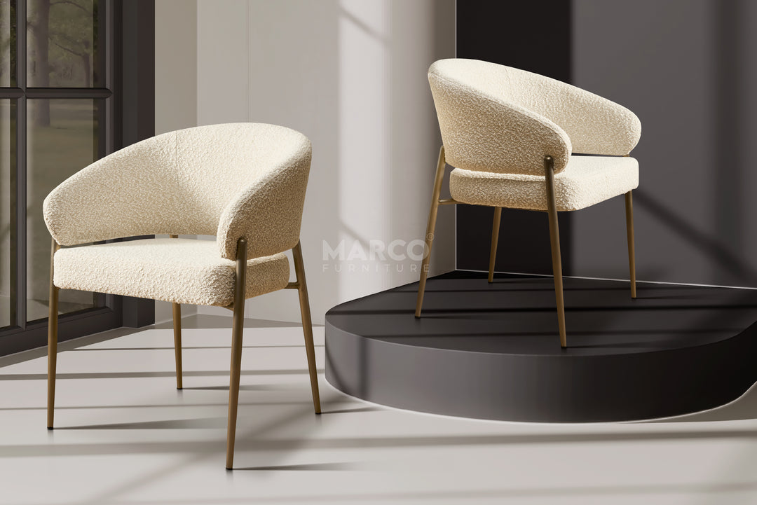 Chloe Boucle Dining Chair - Bronze Legs