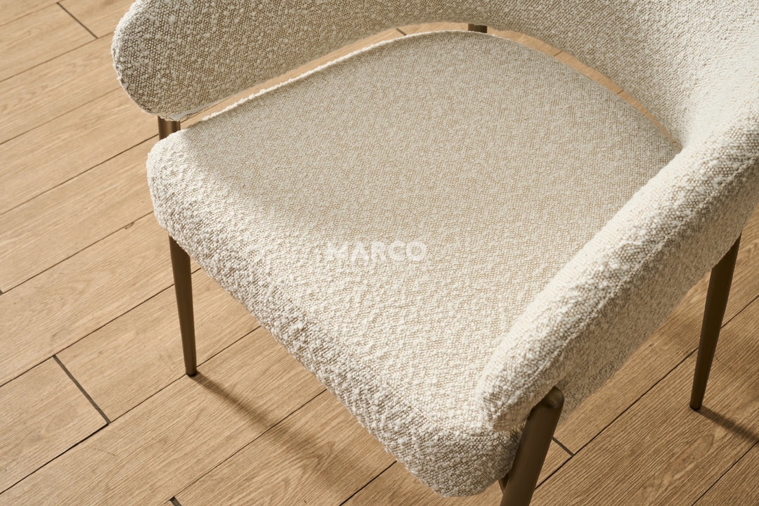 Chloe Boucle Dining Chair - Bronze Legs