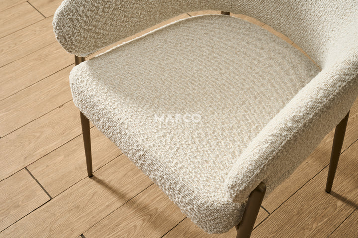 Chloe Boucle Dining Chair - Bronze Legs
