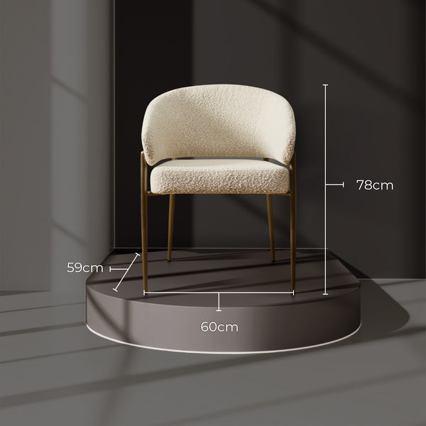 Chloe Boucle Dining Chair - Bronze Legs