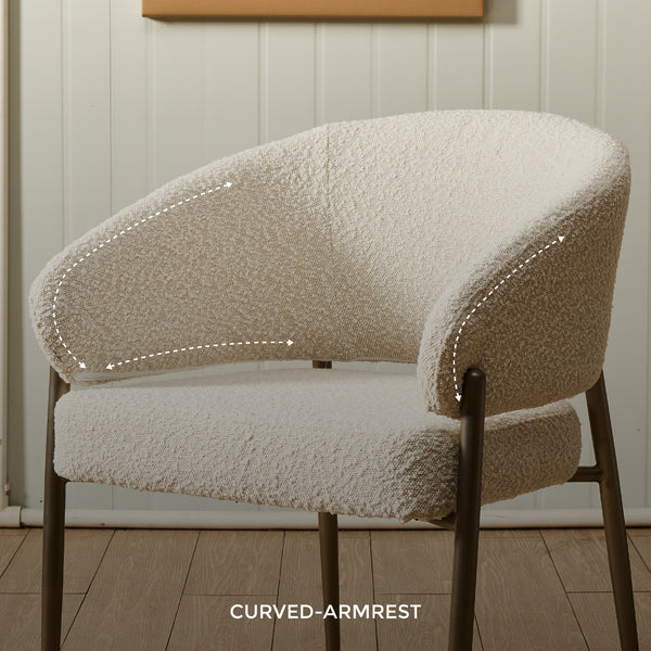 Chloe Boucle Dining Chair - Bronze Legs