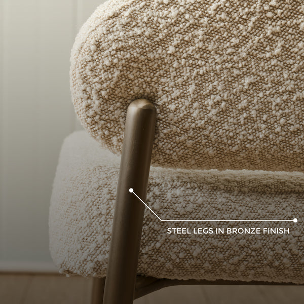 Chloe Boucle Dining Chair - Bronze Legs