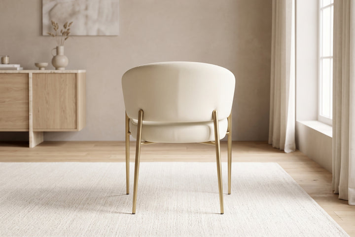 Chloe Curved Back Cream Leather Dining Chair