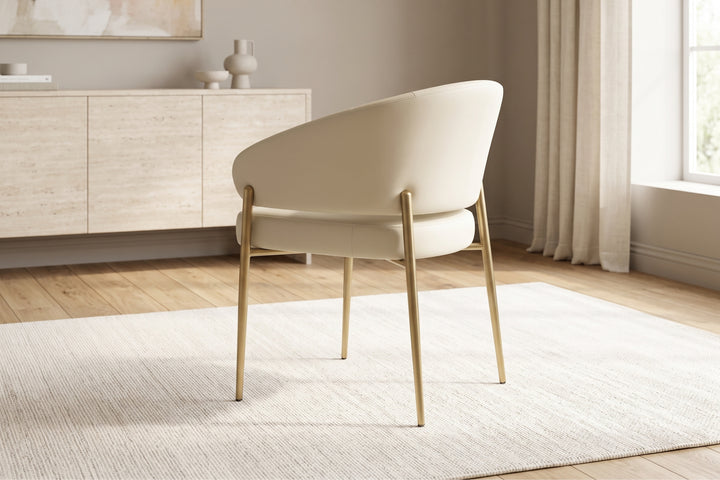 Chloe Curved Back Cream Leather Dining Chair