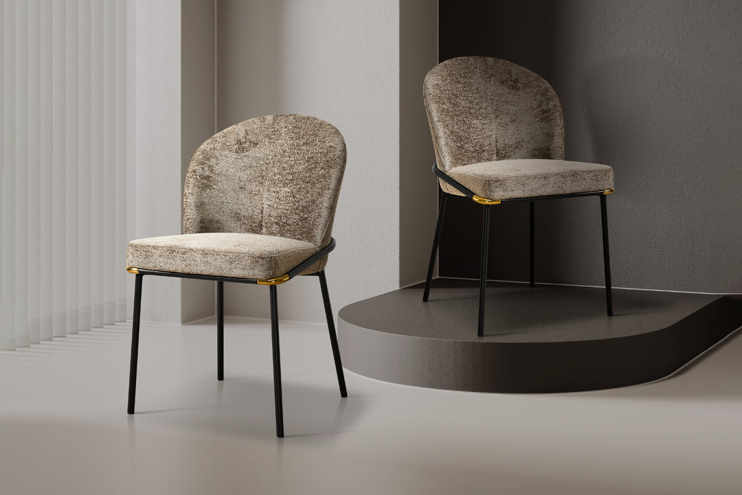 Cooper Boucle Dining Chair - Black Metal Legs