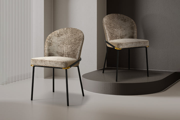 Cooper Boucle Dining Chair - Black Metal Legs