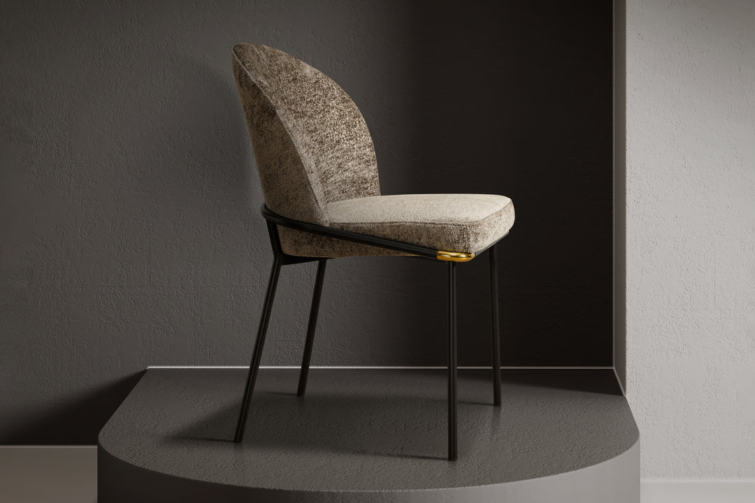 Cooper Boucle Dining Chair - Black Metal Legs