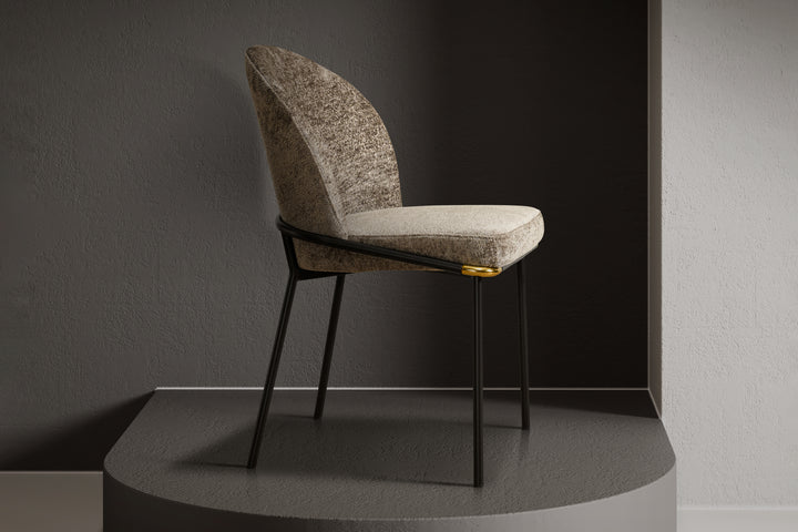 Cooper Boucle Dining Chair - Black Metal Legs