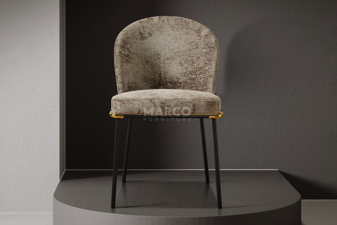 Cooper Boucle Dining Chair - Black Metal Legs