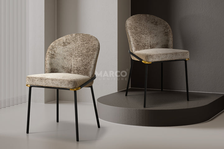 Cooper Boucle Dining Chair - Black Metal Legs