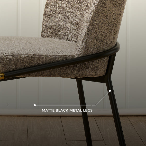 Cooper Boucle Dining Chair - Black Metal Legs