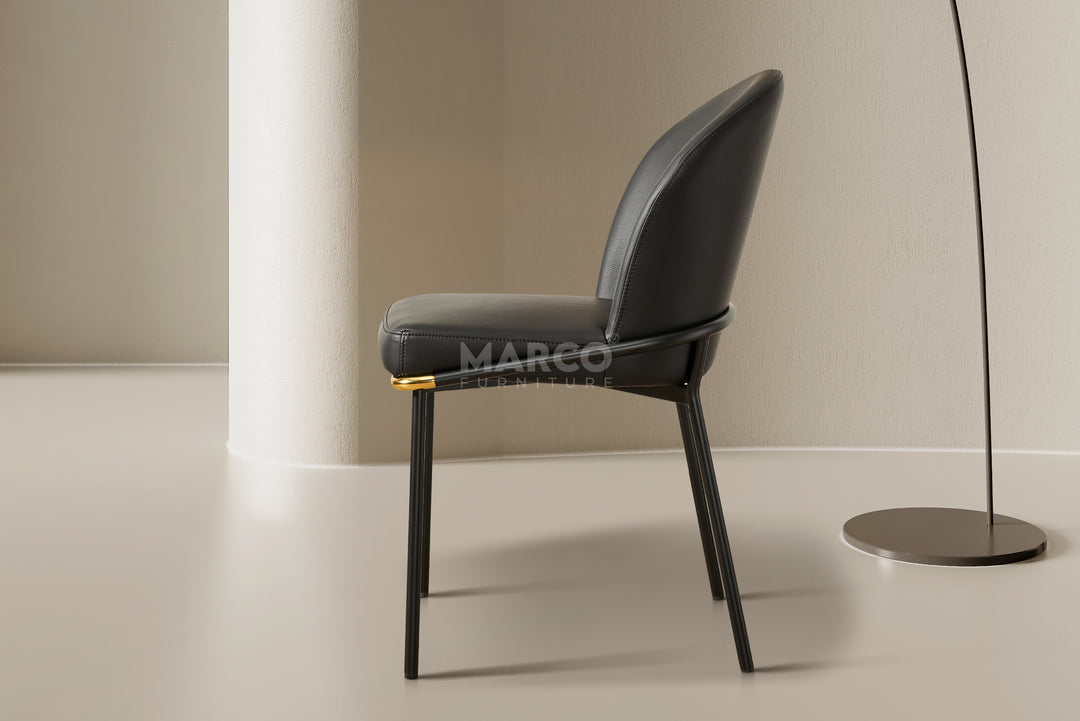 Cooper Black Leather Modern Dining Chair