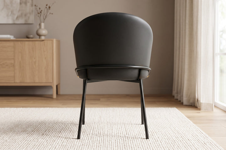 Cooper Armless Leather Dining Chair – Modern Black Chair with Metal Legs