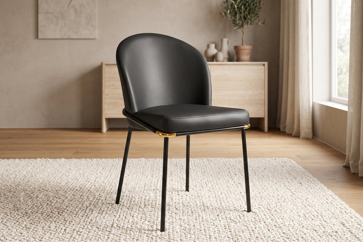 Cooper Armless Leather Dining Chair – Modern Black Chair with Metal Legs