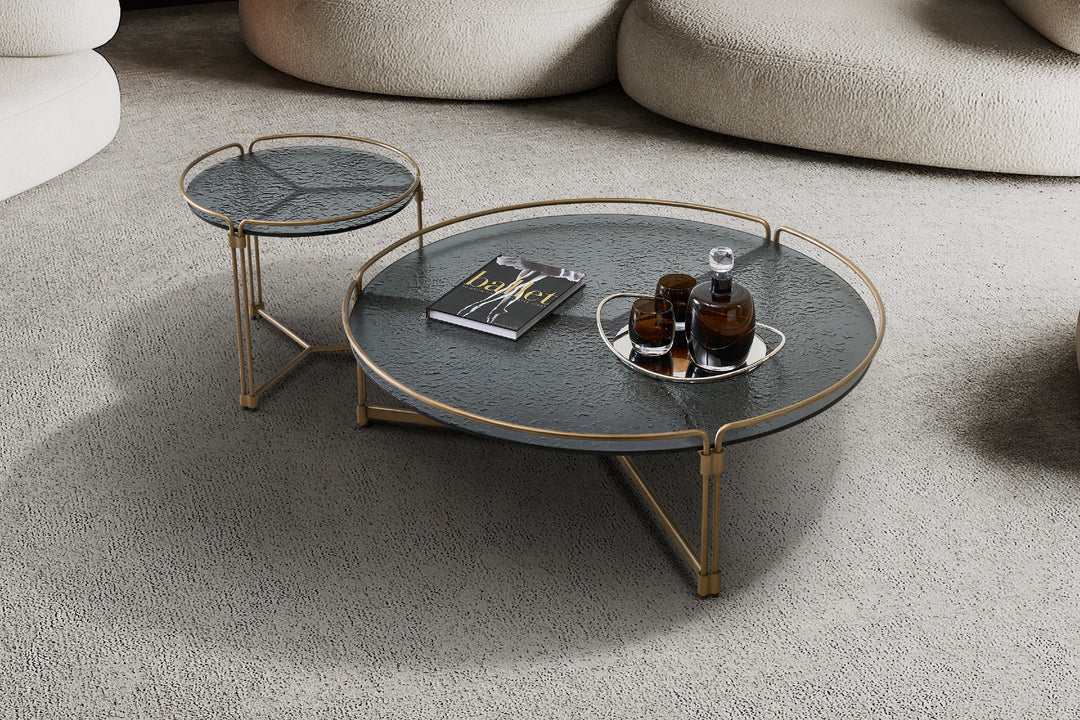 Copenhagen Ripple Glass Top Coffee Table