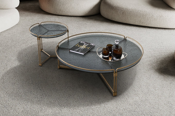 Copenhagen Ripple Glass Top Coffee Table